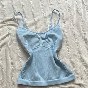 Light Blue Ribbed Tank Top